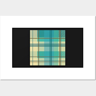 early summer plaid in calming cream, beige and turquoise seamless pattern Posters and Art